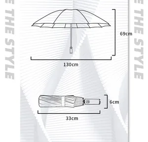 Diagramma tecnico dettagliato delle dimensioni di un grande ombrello aperto e chiuso