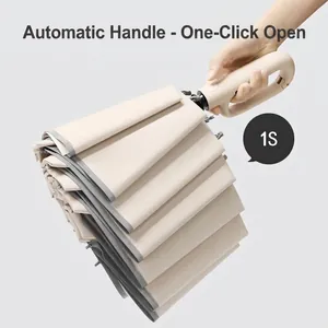Automatic portable folding umbrella with ring handle and one-second opening feature