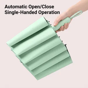 Muntgroene volautomatische grote opvouwbare paraplu voor de beste zon- en regenbescherming