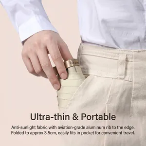 Ultra-thin 5-fold sun umbrella with 3.5cm thickness fitting easily into pocket