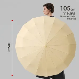 Professional large 48-rib automatic folding sun and rain umbrella with 105cm diameter