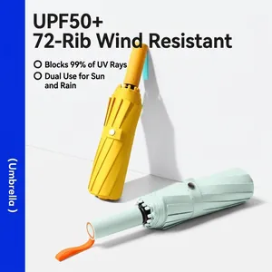 Paraguas plegable automático de 72 varillas en colores contrastados, protección UV sol