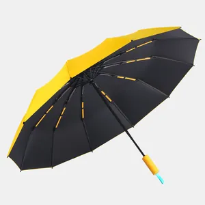 Grande ombrello automatico con telaio a 72 stecche e doppio strato giallo-nero