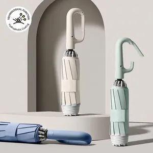 Creative automatic reverse folding umbrella with ring handle for windproof protection