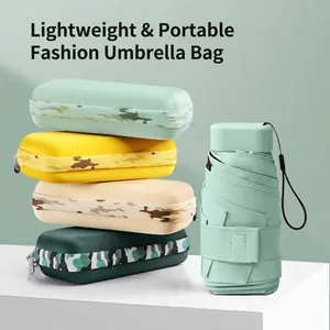 Compact flat folding capsule sun umbrella with portable camouflage zipper cases