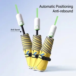 Parapluie de sécurité automatique pour enfants à rayures jaunes et grises