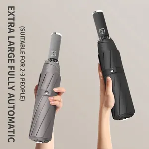 Ombrello Pieghevole Completamente Automatico Antivento Grande Protezione Solare Pioggia Rivestimento Nero Uomo Donna