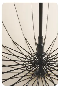 Detail shot showing the sturdy 24-rib structure of a large straight umbrella.