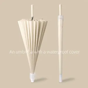 Large 24 Ribs Windproof Long Handle Umbrella With Waterproof Cover Pongee Fabric Automatic Golf Umbrella For Men Women