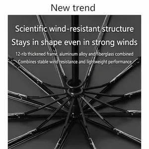 Detailed view of the 12-rib reinforced wind-resistant folding umbrella frame