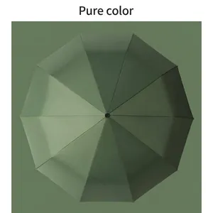Premium olive green large automatic folding umbrella with UV protection sunshade