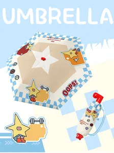 Cute cartoon star character five-fold sun umbrella with matching compact storage bag
