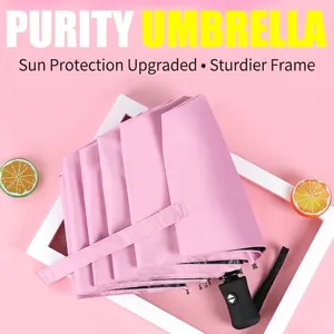 Fully Automatic Folding Umbrella 8 Ribs Windproof Sunshade Rainproof Pongee Fabric Black Coating Sun Umbrella For Adults Unisex