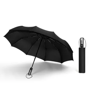 Grand parapluie d'affaires noir à ouverture automatique, résistant au vent et au soleil