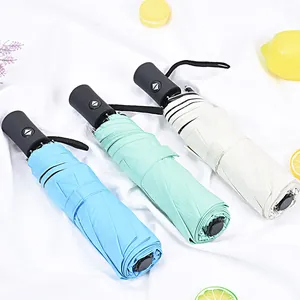 Premium automatic folding umbrellas in blue, green and white for sun and rain protection