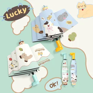 Creative cartoon cat foldable umbrella with windmill handle for sun and rain protection