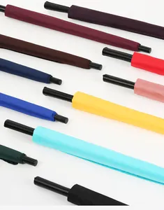 A collection of 24-rib long-handle umbrellas displayed in multiple vibrant colors
