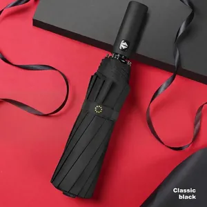 Automatic Folding Umbrella 10 Ribs Black Glue UV Protection Windproof Portable Business Parasol For Rain Sun Men Women