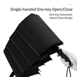 Großer automatischer Taschenschirm mit Ein-Knopf-Bedienung für Sonne und Regen.