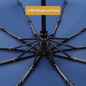 Internal structure of a durable 10-rib windproof frame for a large automatic folding umbrella