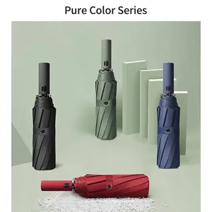 Windproof fully automatic folding umbrella with UV protection in various solid colors