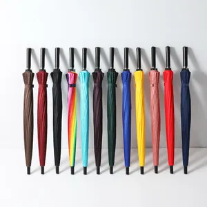 Premium large 24-rib windproof long handle umbrellas available in twelve colors