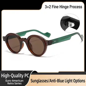 Vintage Rond Frame Zonnebril Voor Heren Dames Retro Punk UV400 Bescherming Trendy Klein Frame PC Bril Blauw Licht Filter Bril