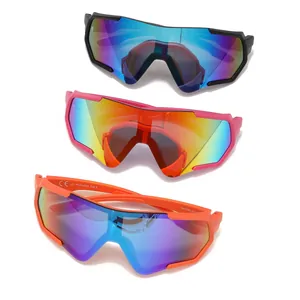 Vibrant oversized cycling sunglasses with UV protection in black pink and orange frames