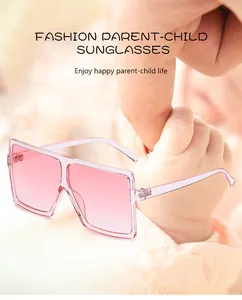 Übergroße quadratische Sonnenbrille mit rosa Farbverlauf für Eltern und Kind, modisch