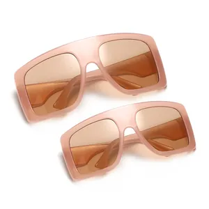 Trendy oversized square frame parent-child sunglasses set for stylish mother and daughter.