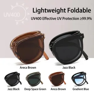 Foldable square frame sunglasses with UV400 polarized lenses in multiple colors
