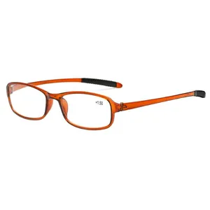 Klassische ultraleichte Lesebrille mit bernsteinfarbenem Rahmen für Senioren +1.50