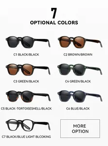 Seven color variants of retro polarized sunglasses with square round frames for women and men