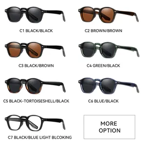 Collection of retro polarized sunglasses in various colors and square-round frames