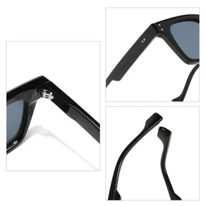 Premium retro square frame sunglasses with blue lenses featuring durable metal hinges