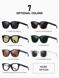 Seven color options for square frame sunglasses with UV protection for men and women