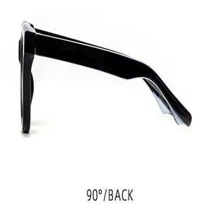 Back view detail of stylish black square frame sunglasses for men and women