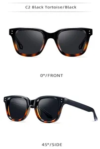 Square tortoise shell sunglasses for men and women showing front and side 45-degree views