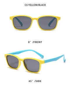 Detailansicht der polarisierten Kindersonnenbrille mit Front- und Seitenansicht.