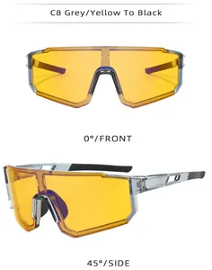 Front and side detail views of professional yellow photochromic sports cycling sunglasses