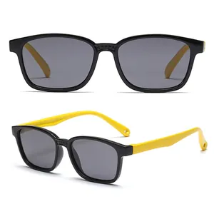 Retro Quadratische Kinder Polarisierte Sonnenbrille UV400 Schutz Weicher TPEE Rahmen TAC Linse Mode Brille Jungen Mädchen