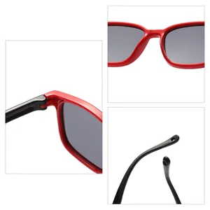 Retro quadratische polarisierte Kindersonnenbrille mit Silikonrahmen rot schwarz