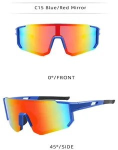 Detailed view of C15 sports cycling sunglasses showing front and 45-degree side angles.