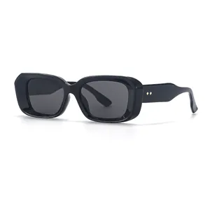 Gafas de sol rectangulares negras chic con protección UV para hombre y mujer