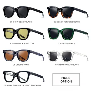 Collection of stylish square frame sunglasses and blue light glasses in various colors