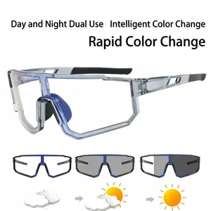 Photochromic cycling sunglasses with large frame for day and night outdoor sports
