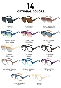 Gafas de sol cuadradas oversize modernas en 14 colores con lentes degradadas y claras