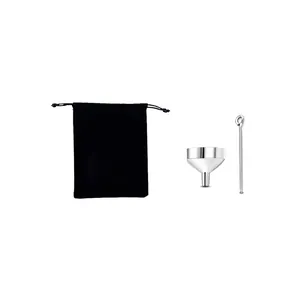Accessories kit including small metal funnel and velvet pouch for cremation jewelry