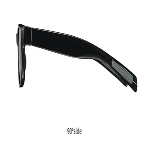 Seitenprofil-Detail einer schwarzen rechteckigen Retro-Sonnenbrille für Herren