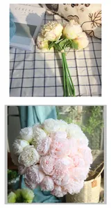 Detailed close-up view of elegant artificial peony bouquets for wedding and home decor